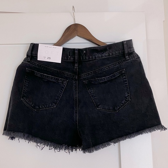 Black Denim Cutoff Shorts - Picture 2 of 4